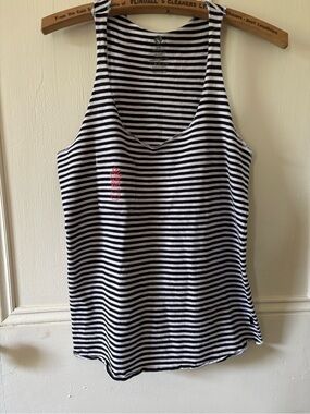 Rip zone Black & White Striped Tank with Pink Pineapple